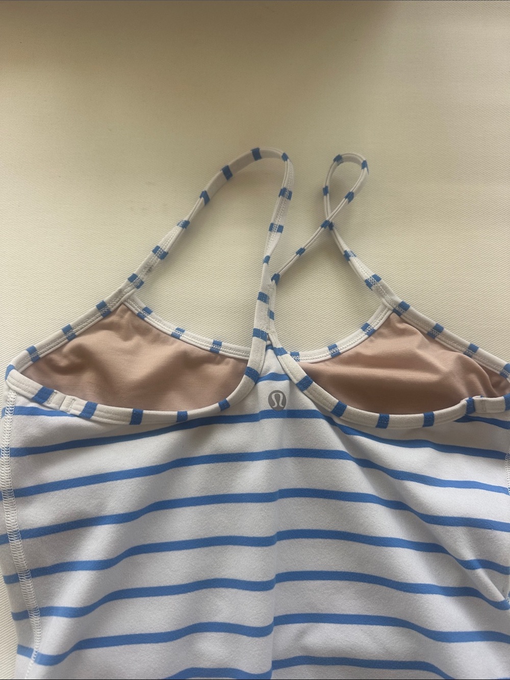 Lululemon Blue and White Striped Halter Tank Top - Picture 2 of 3
